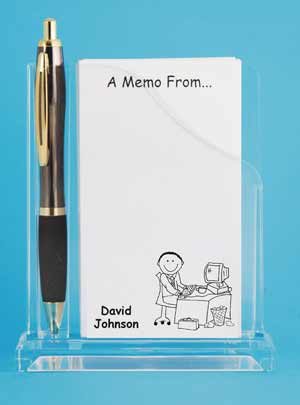memo holder office man