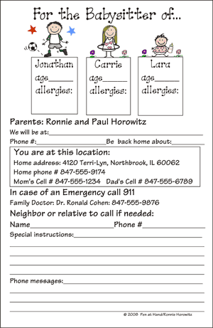 personalized full color notepad - Babysitter
