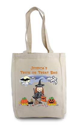 personalized tote bag halloween girl